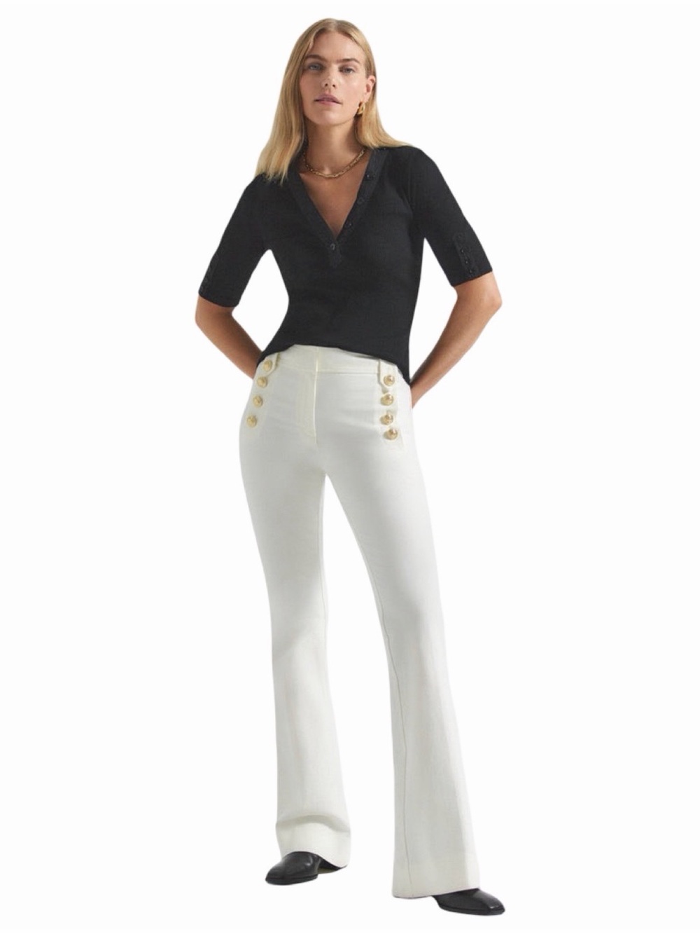 Derek Lam 10 Crosby Robertson Flare Trousers - Size 14 - Soft White